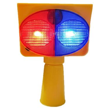 Imagem de Cone Solar Viario Sinalizador Duas Cores Alerta Obra Rodovia Estrada Avenida Transito Acidente Emergencia Segurança