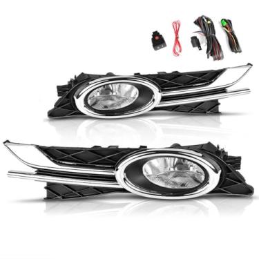 Imagem de 2pcs Fog Light 12V 55W Bulb Front Left Right Side Polycarbonate Resin Lens Chrome Housing Clear Bumper Lamps w/Switch Wiring for Honda for Odyssey EX-L/LX/SE 2014-2017