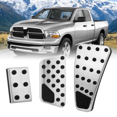Imagem de JONGCOVER 3 peças Pedal de freio a gás Capa de embreagem Pedal para Dodge Ram 2011-2018 1500 2500 3500, kit de pastilhas de liga de alumínio antiderrapante