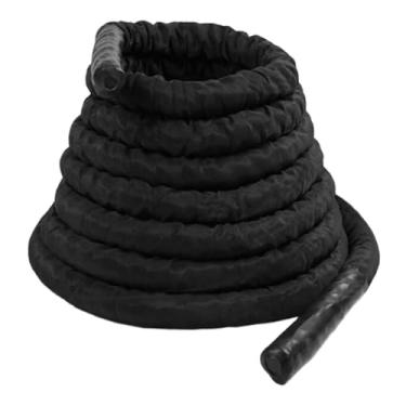 Imagem de Vaveren Corda de batalha de 9,84 pés, equipamento profissional para exercícios pesados, treinamento de força física, corda de fitness para academia em casa, 25mm Preto