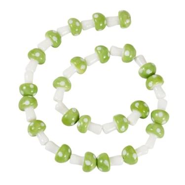 Imagem de KISSITTY Lampwork Contas de Cogumelo Cor Verde Cristal Bonito Mini Cogumelos Ornamento Perfurado Solto Espaçador Contas para Colares DIY Pulseiras Brincos Fabricação de Joias Artesanato