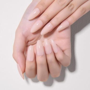 Imagem de Kit de decoração de unhas curtas em forma de amêndoa, cor sólida, 24 peças de manicure reutilizável com cola de gelatina, mini lixa e bastão, conjunto de manicure DIY para mulheres