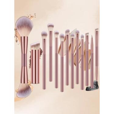 Imagem de Conjunto de pincéis de maquiagem de cabeça dupla, 13 pincéis macios para sombra, pincel de base, pincel de maquiagem em pó, ultra-macio, cabelo sintético premium para maquiagem diária no rosto (F)