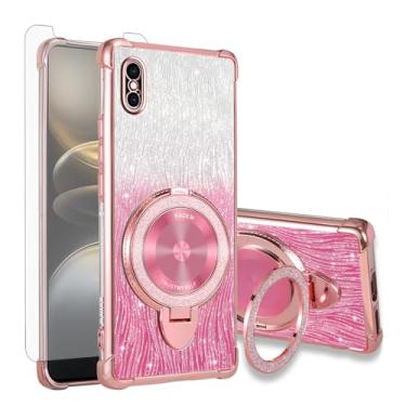 Imagem de Asuwish Capa de celular magnética para iPhone Xs Max com protetor de tela de vidro temperado e anel de glitter brilhante acessórios para suporte rígido i X XR Xsmax 10x SX Xmax 10xs 10s 10 Plus Xmaxs