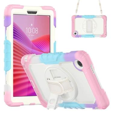 Imagem de Gylint Capa para Lenovo Tab One de 8,7 polegadas/Lenovo Tab K9 2025 modelo TB-305ZU / TB 305FU - com protetor de tela, alça de mão, alça de ombro, suporte giratório de 360° rosa camuflado