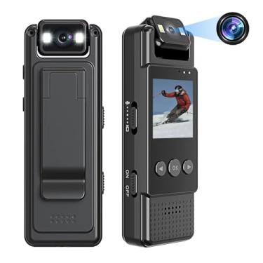 Imagem de Câmera Corporal WiFi 1080P com Gravação de Áudio e Vídeo Filmadora Portátil Clip Lente Rotativa 180 Visão Noturna Detecção Movimento para Polícia Entrega Uso Pessoal