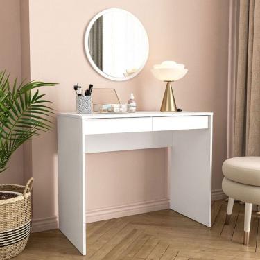 Imagem de Penteadeira Serena 2 Gavetas com Espelho Branco - Politorno