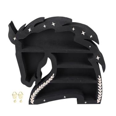 Imagem de Prateleira de exibição de cristal de madeira em formato de cavalo com design moderno para sala de estar e quarto