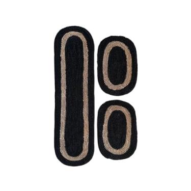 Imagem de Jogo de Tapete de Cozinha，Malha Gel Cozinha Antiderrapante e Durável Suave Ao Toque(Preto/Avelã)