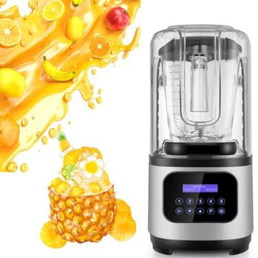 Imagem de Liquidificador De Gelo Para Bebidas Congeladas de 1500 W com tampa à prova de som, painel sensível ao toque e copo de 2000 ml para smoothies, nozes, gelo e frutas