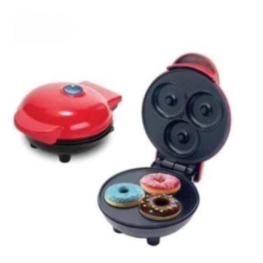 Imagem de Mini Máquina de Donuts Elétrica 3 Furos Cozimento Rápido 110V(vermelho)