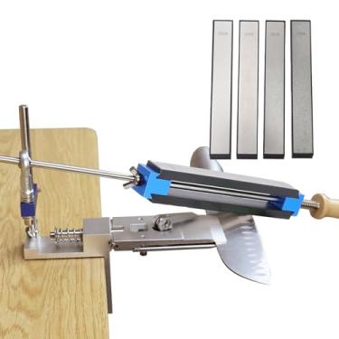 Imagem de Sanpyl de Afiação de ângulo Fixo Com 4 Pedras de Amolar, Afiador Guiado de Liga de Alumínio para Facas de Cozinha, Ferramentas Externas e Lâminas Dobráveis (Com 4 pedras de amolar de diamante)