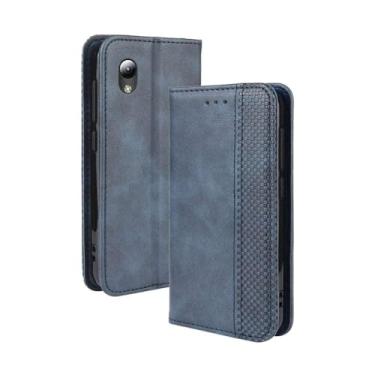 Imagem de Capa para ZTE Blade Blade L8,Retro Flip magnético,Caso de telefone de couro PU,Design de carteira com 3 slots de cartão e 1 clipe de dinheiro -Blue