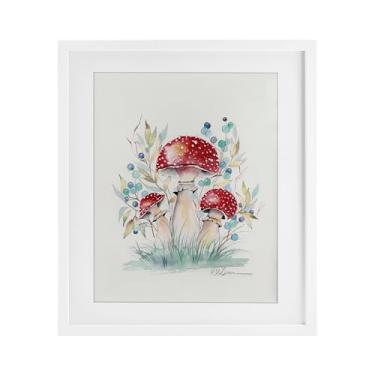 Imagem de Stupell Industries Impressão emoldurada cinza Toadstool Cogumelo Trio sob vidro, design por Cady Driver, 21 x 17