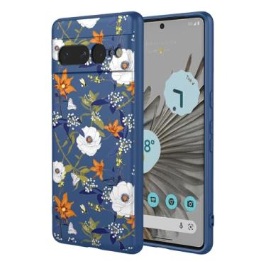 Imagem de OEURVQO Capa artística para Google 7 Pro, capa de silicone líquido de toque macio com forro fofo, compatível com carregamento sem fio, capa protetora para Google Pixel 7 Pro, azul brilhante