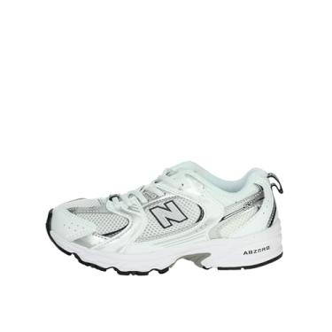 Imagem de New Balance Tênis infantil unissex 530 Bungee (criança pequena), Branco/índigo natural/prata metálico, 2.5 Little Kid