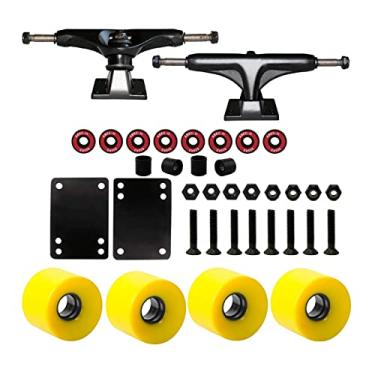 Imagem de Luzhengyang Conjunto de ferramentas de skate de caminhões e rolamentos ABEC-11 Kit de rolamentos de substituição de 12 cm para reparo de rolo de skate Longboard - Amarelo