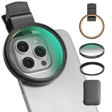 Imagem de Filtro CPL de 67 mm para telefone/DSLR, filtro polarizador circular HD com clipe universal, anel adaptador, acessório de lente para iPhone 16 15 14 13 12 Samsung Galaxy Pixel e outros smartphones