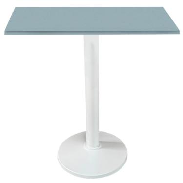 Imagem de Mesa Zeta Ferro Branco 75 Cm (alt) Disco Redondo Tampo Mdp Quadrado 60 Cm (larg) X 2,5 Cm (alt) Cinza
