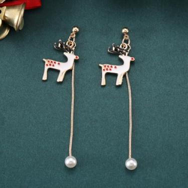 Imagem de Brincos de Natal femininos de boneco de neve com pingente de floco de neve, roupas de Natal, acessórios de bijuteria, 2inch, Cobre, Sem pedra preciosa