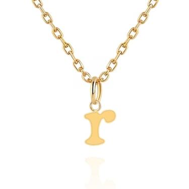 Imagem de Colares com inicial feminina, banhado a ouro 14K com letra A-Z com esmalte colorido, corrente ajustável de 45,7 a 50,8 cm - Presentes de Dia dos Namorados para ela, presentes de aniversário, presentes