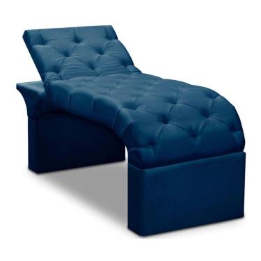 Imagem de Maca Estofada Estética Cílios Regulável Spa Suede Ana azul Marinho