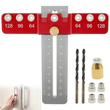 Imagem de Gabarito de ferragens de gabinete, gabarito de cavilha, modelo de montagem de liga de alumínio, ferramenta ajustável, gabarito portátil para puxador de gaveta, localizador de perfuração para maçanetas