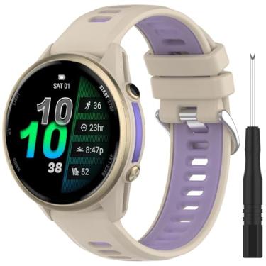 Imagem de Pulseira de relógio Garmin Forerunner 965, pulseiras de silicone de 22 mm para Garmin Forerunner 970/965 Solar/955/955 Solar/945/935/745/Approach S62/S60 (roxo areia)