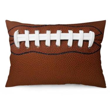 Imagem de Capas de almofada de futebol americano 50 x 76 cm, couro de rúgbi, renda, tradicional, esportivo, bola, fronha, tamanho Queen, com fecho de envelope, capa de almofada decorativa para cama