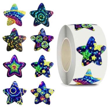 Imagem de 500 peças de adesivos de estrela, adesivos autoadesivos brilhantes ideais para aniversário, casamento, festa, presentes, selos de envelope, etiquetas de panificação, decoração de superfície de madeira