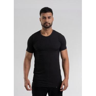 Imagem de Camiseta Masculina Canelada Estilo Americano Slim - LUNA, Preto, G
