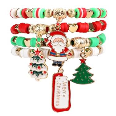 Imagem de DATANSUN Pulseiras de Natal 【Estilo festivo】【Elástico】【Leve】 Presentes de Natal para mulheres/homens, General, Miçanga