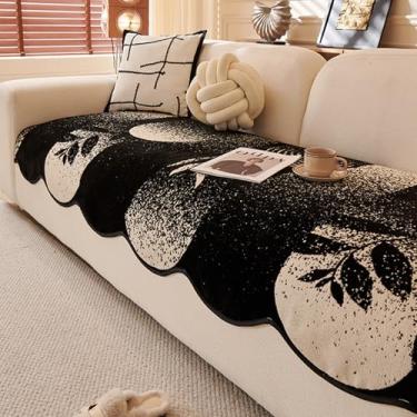 Imagem de HGTRH Capas de sofá, capa de sofá em forma de L sofá de canto veludo, capa de sofá em forma de U XXL, capa de sofá antiderrapante com silicone, Cuddly confortável lavável chenille preto 70 x 70