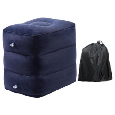 Imagem de AsrMyjcx Almofada inflável para apoio dos pés, item essencial para viagens, profissional, com altura ajustável para descanso pernas em trens e carros.