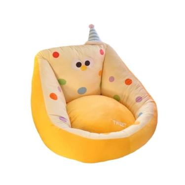 Imagem de ＫＬＫＣＭＳ Almofada Kawaii para Cadeira, Confortável, Decorativa, Divertida, Macia, para Chão, Assento de Pelúcia, Ideal para Sala de Jogos, Quarto, Amarelo