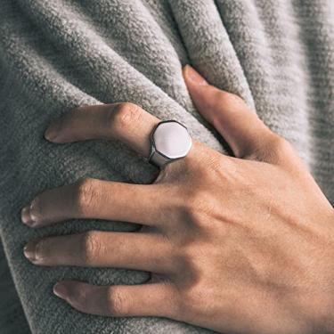 Imagem de Anel geométrico masculino banhado a ouro/prata/preto anéis de dedo lisos ajuste confortável joia tamanho 7-14, 13, Aço inoxidável, Sem pedra preciosa