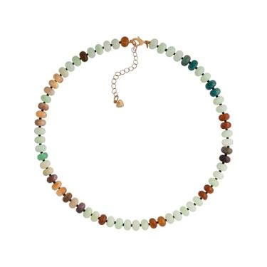 Imagem de Sacina Colar gargantilha com contas coloridas boho moderno, colar de cristal, colar hippie, colar de verão, colar de praia, colar Y2k, presente de joias de Natal para mulheres, Aço inoxidável, Sem