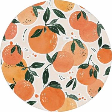 Imagem de FUYEUN Tapete redondo laranja tapetes de frutas tangerina para quarto, dormitório, sala de estar, tapete de chão, capacho, 90 x 90 cm