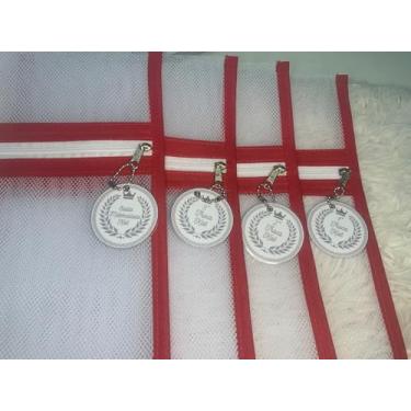 Imagem de kit 4 saquinhos maternidade PERSONALIZADO COM NOME, organizador de roupa para bebe com zíper roupa limpa (Vermelho)