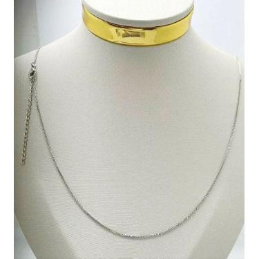 Imagem de Colar Veneziana 0,80mm Banho Diamante - Medida 45cm com Extensora Alon