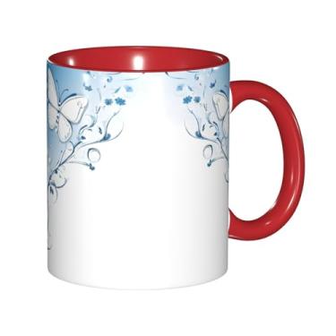Imagem de Zeraoke Caneca de café criativa com estampa de flores e borboletas, personalizada, presente para família, tamanho de 325 ml, unissex