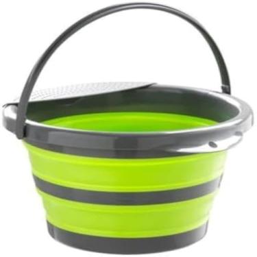 Imagem de Balde de agua dobravel, redondo, multiuso, domestico, plastico leve, colorido. - Cores sortidas