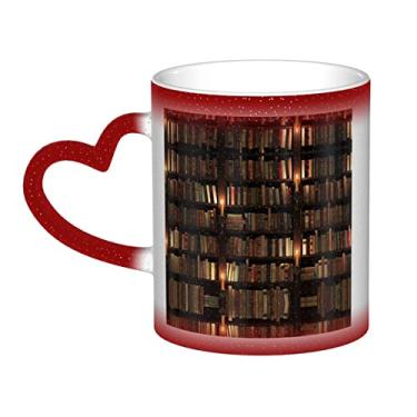 Imagem de Book Room Copo de café divertido biblioteca misteriosa, mágica, sensível ao calor, mudança de cor, 12 Oz, para café/chá/leite/cacau, para adolescente/aniversário/festival/presentes
