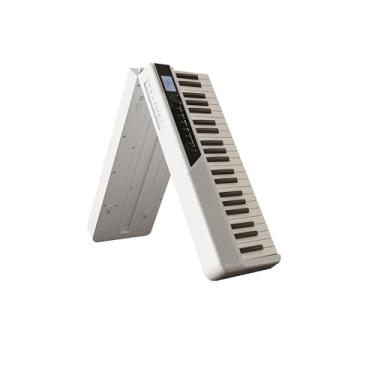 Imagem de VEDO Com um teclado dobrável semi-pesado de 88 teclas retroiluminadas, este piano digital portátil com Bluetooth inclui um suporte para partituras, pedal de sustain e bolsa para piano (Branco)