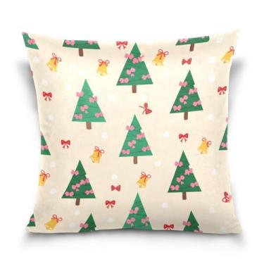 Imagem de Wassud Capa de almofada decorativa de árvore de Natal com desenho animado 50 x 50 cm para sofá, sofá, casa, casa de fazenda, decoração de quarto