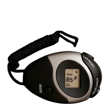 Imagem de Cronômetro Digital KL-102, Cinza, com Tela LCD, Precisão 1/100 Segundo, Inclui Bateria e Cordão, 8.5x6cm