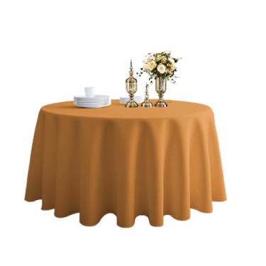 Imagem de Toalha de mesa redonda TWINPRET 152 cm, toalha de mesa dourada de poliéster lavável à prova d'água – capa de mesa circular resistente a manchas e óleo para jantar em ambientes internos e externos