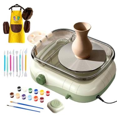 Imagem de Torno De CerâMica DesmontáVel, EléTrico, Com Pedal Sem Fio, Avental, Ferramentas De Modelagem E Velocidade AjustáVel, Ideal Para Adultos, CriançAs, Iniciantes E Profissionais