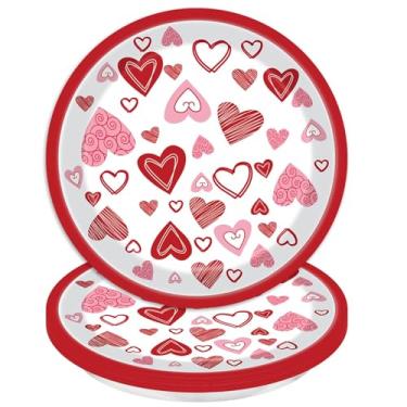 Imagem de RUSTAMM 24 peças, pratos de papel para dia dos namorados, vermelho, adorável, amor, sobremesa, pratos de papel descartáveis para noivados, casamentos, aniversário, utensílios de mesa, artigos de festa