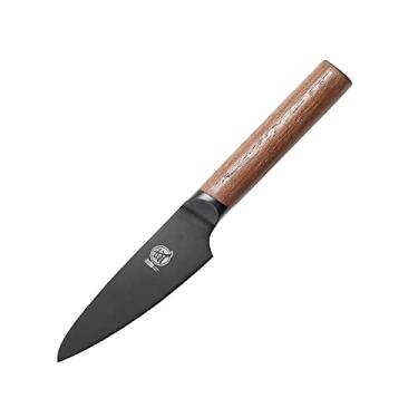 Imagem de MITSUMOTO SAKARI 4.5 inch Japanese Paring Knife, Professional Black Titanium Coated Small Fruit Knife, Super-Sharp German Premium Alloy Steel Petty Chef Knife (Walnut Handle & Gift Box)